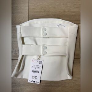 Zara White Strapless Crop Top